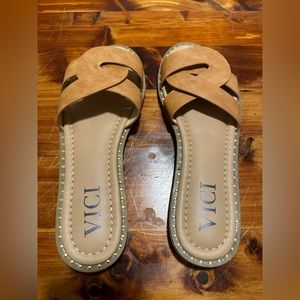 Vici Studded Slip on Sandal - Tan - 6.5